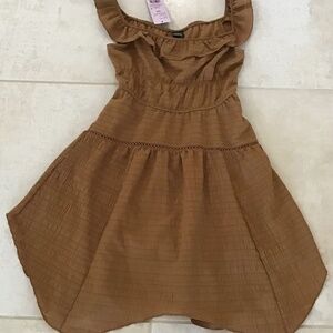 Wild Fable XXS Tan Short Dress Tiered Ruffles Coquette Cottagecore Feminine Boho